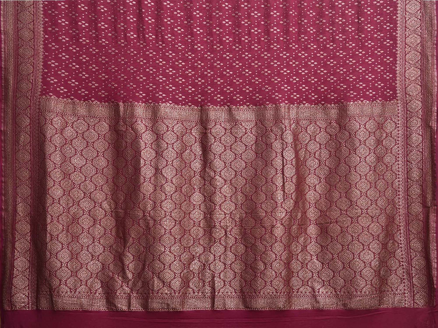 Dark Red Banaras Georgette Saree with Pallu and Border Design b0345