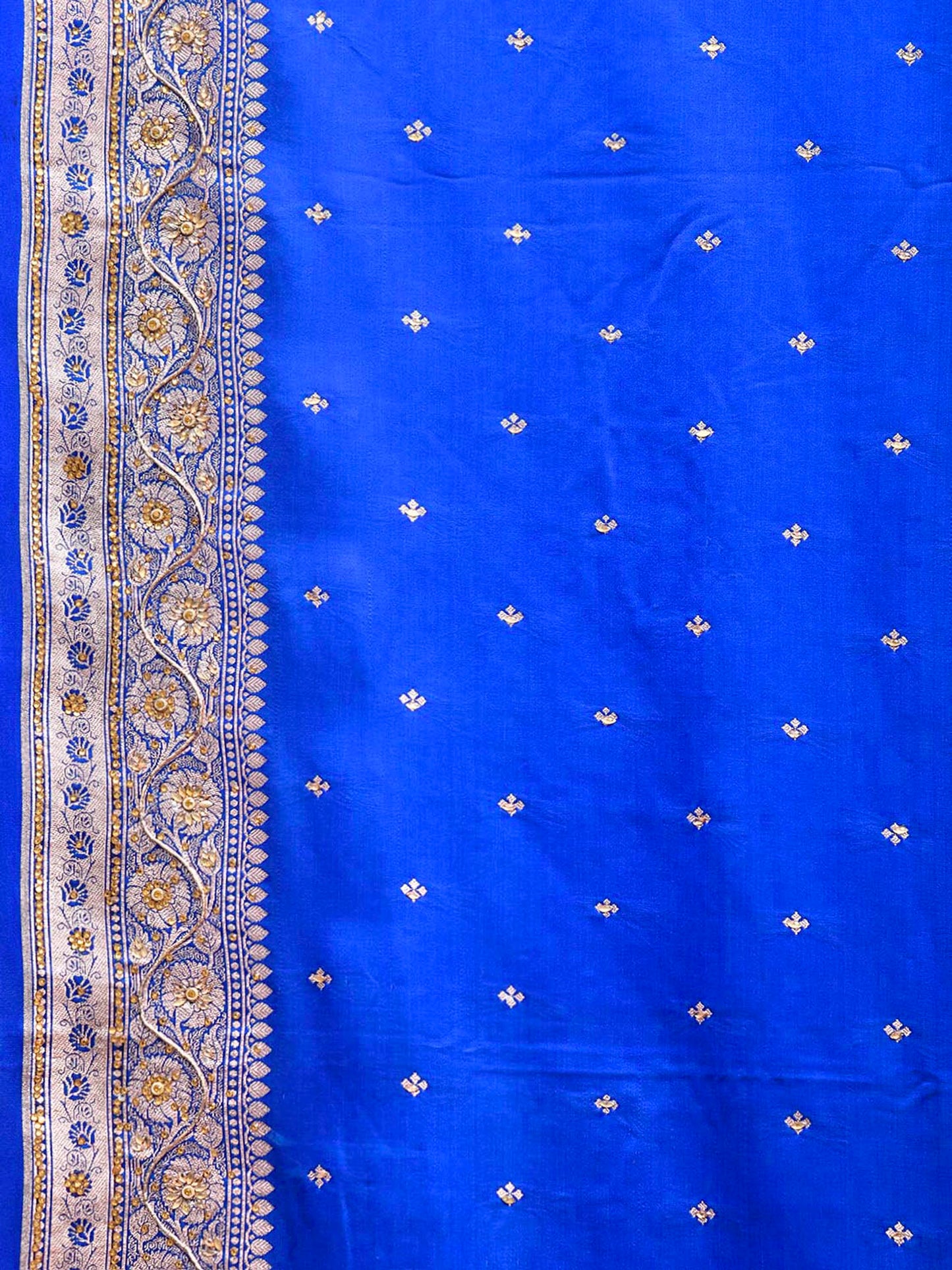 Blue Banaras Katan Saree with Border and Pallu Design b0348