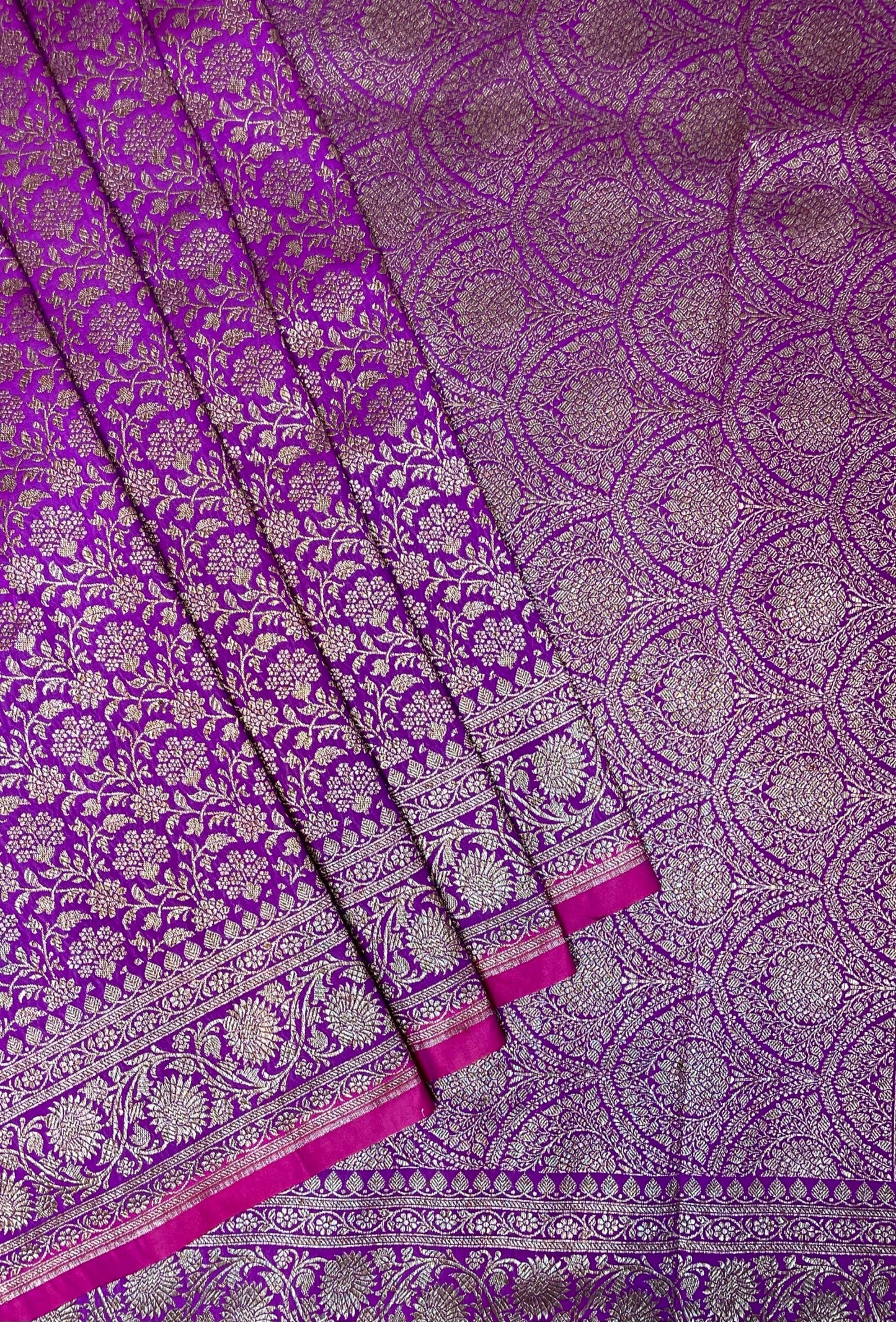 Purple Banaras Katan Intricate Allover Brocade Saree with Antique Zari Border and Pallu Design b0350ds