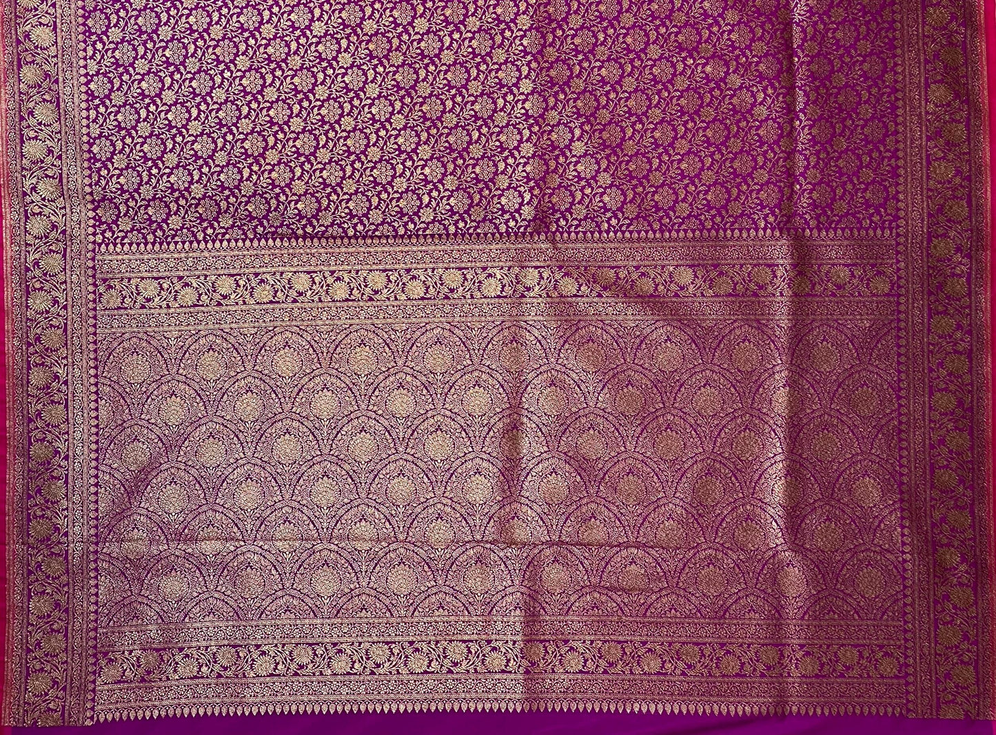 Purple Banaras Katan Intricate Allover Brocade Saree with Antique Zari Border and Pallu Design b0350ds