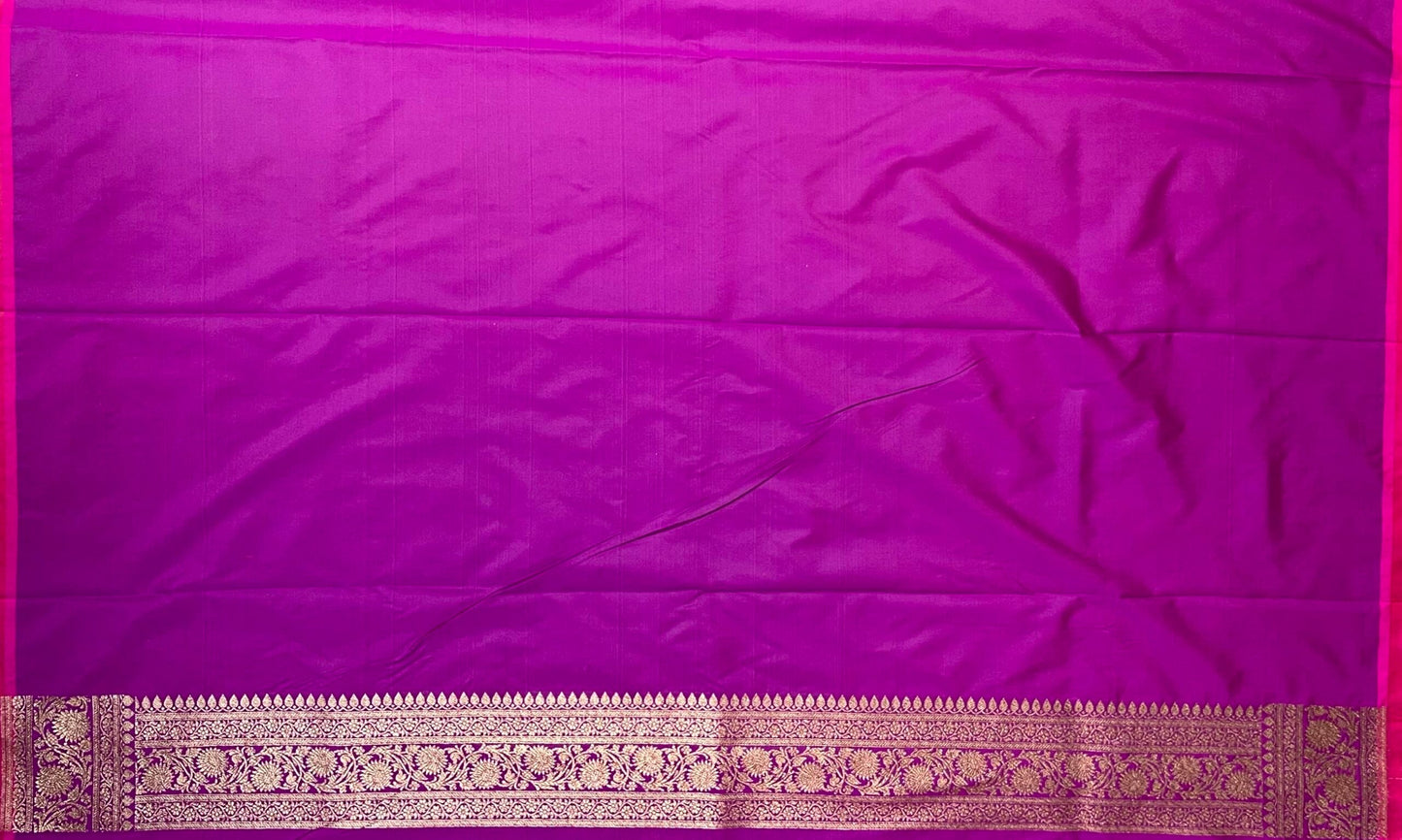 Purple Banaras Katan Intricate Allover Brocade Saree with Antique Zari Border and Pallu Design b0350ds