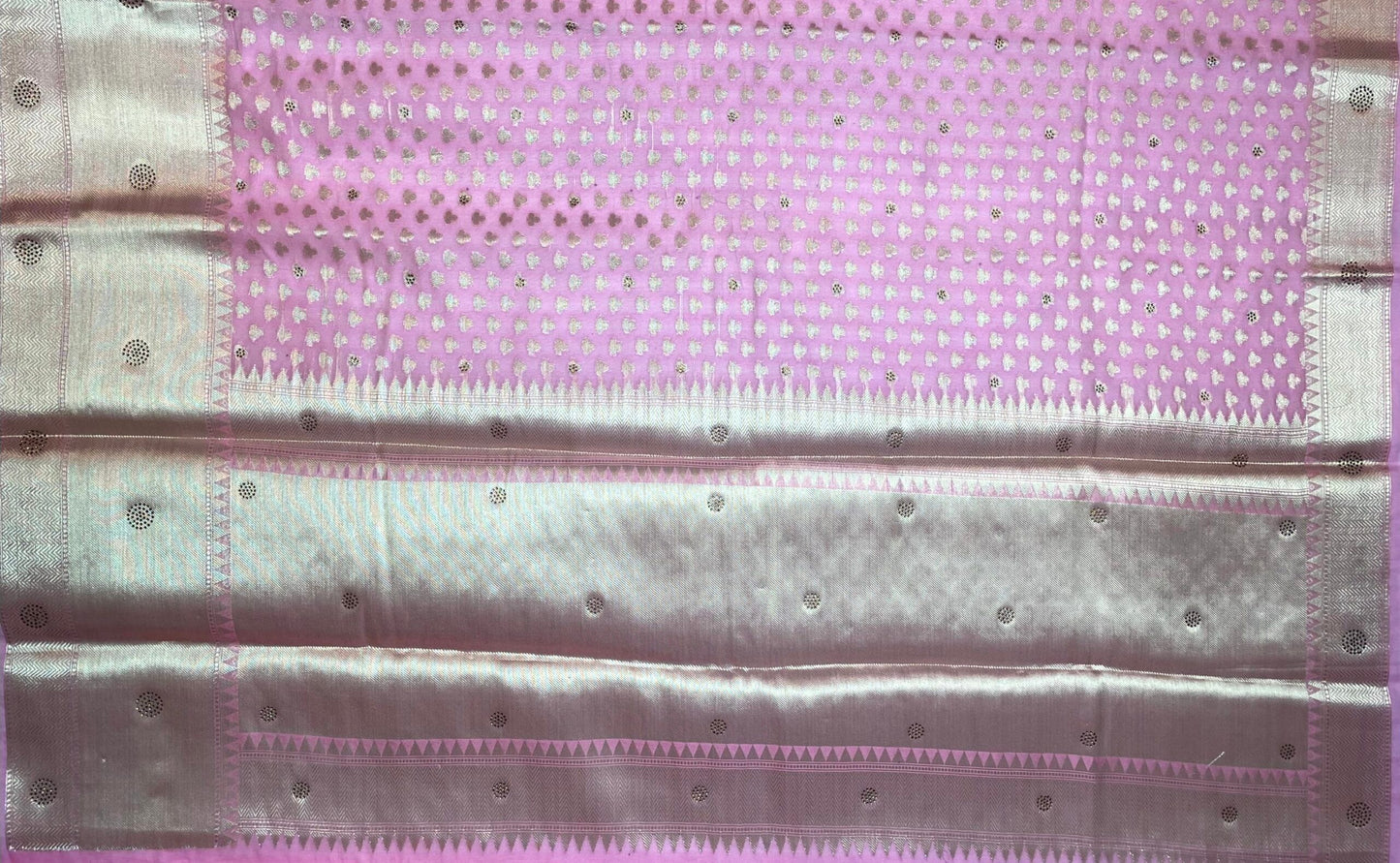 Pink Banaras Fancy with Zari Border Body Butta and Pallu Design b0359ds