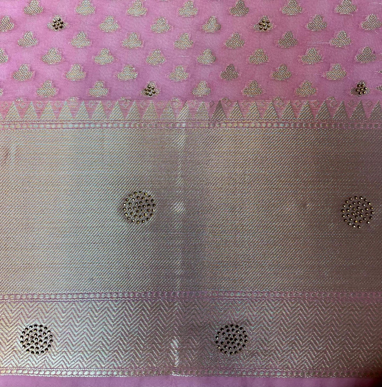 Pink Banaras Fancy with Zari Border Body Butta and Pallu Design b0359ds