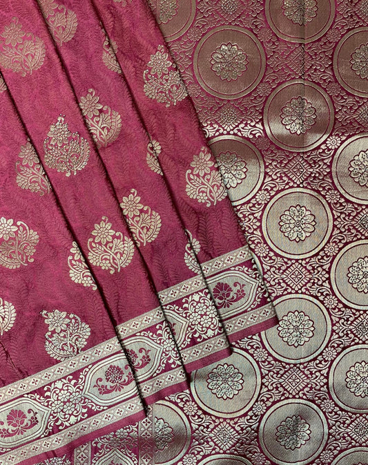 Red Banaras Katan Silk Saree with Body Butti and Border Design b0413ds