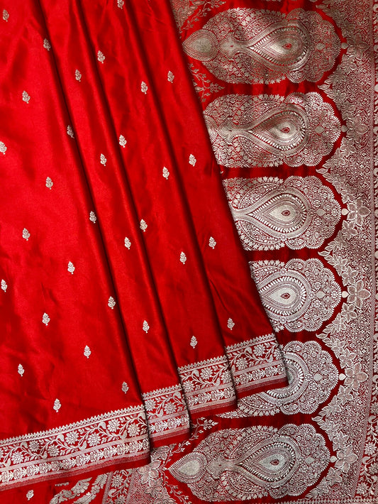 Red Banaras Katan Silk Saree with Body Butti and Border Design b0431ds