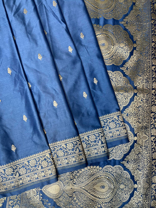 Banaras Katan Silk Saree with Body Butti and Border Design b0433ds