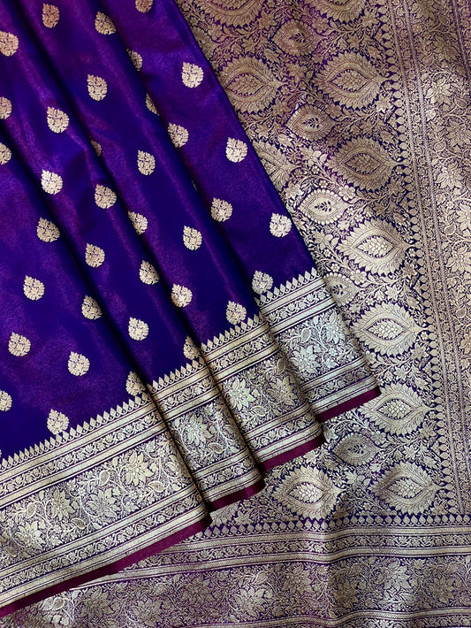 Royal Blue Banaras Katan Silk Saree with Body Butti and Border Design b0436ds