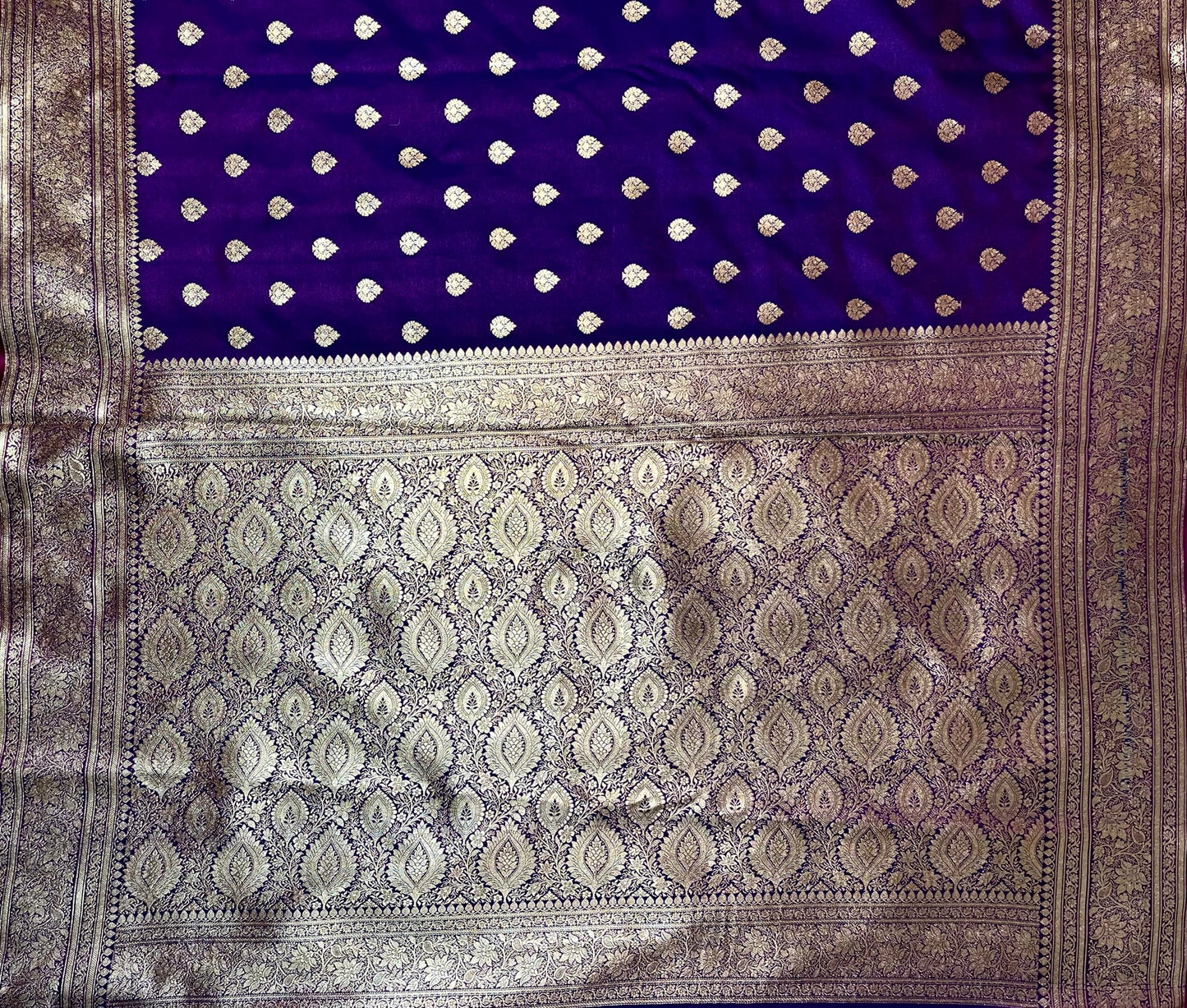 Royal Blue Banaras Katan Silk Saree with Body Butti and Border Design b0436ds
