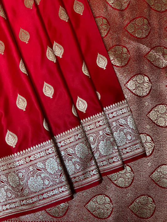 Red Banaras Katan Silk Saree with Body Butti and Border Design b0437ds