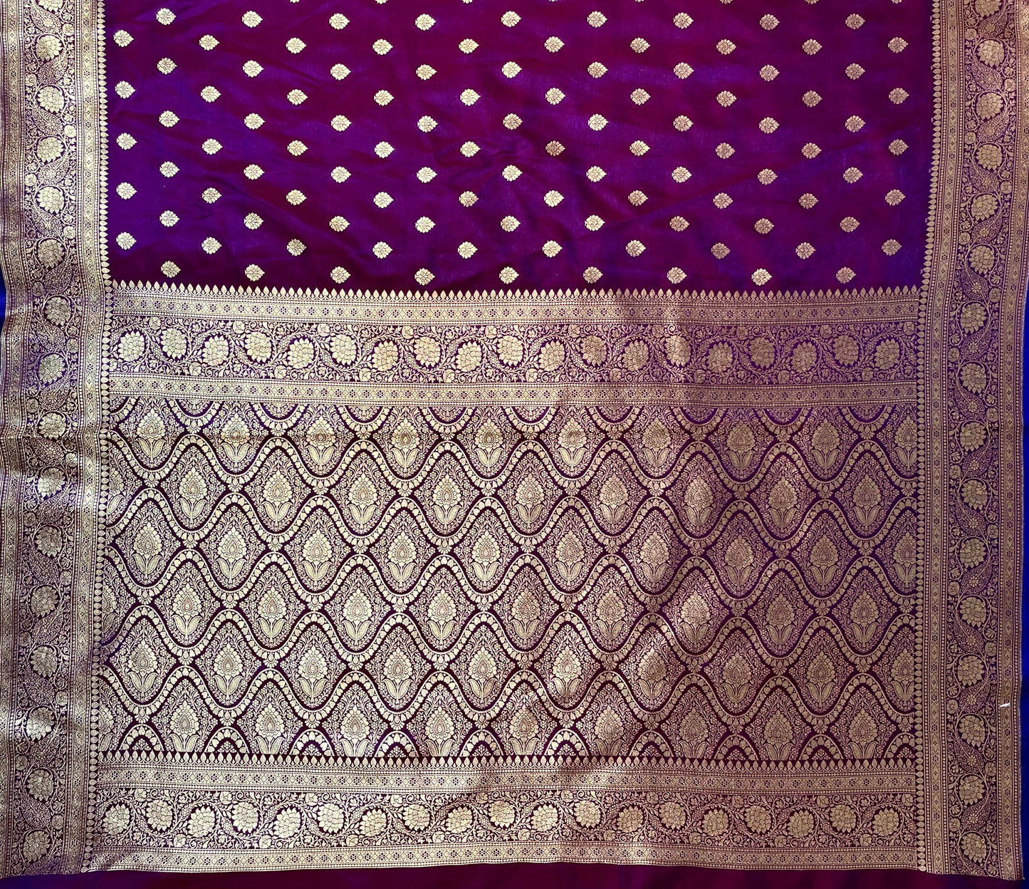 Dark Lavender Banaras Katan Silk Saree with Body Butti and Border Design b0442ds