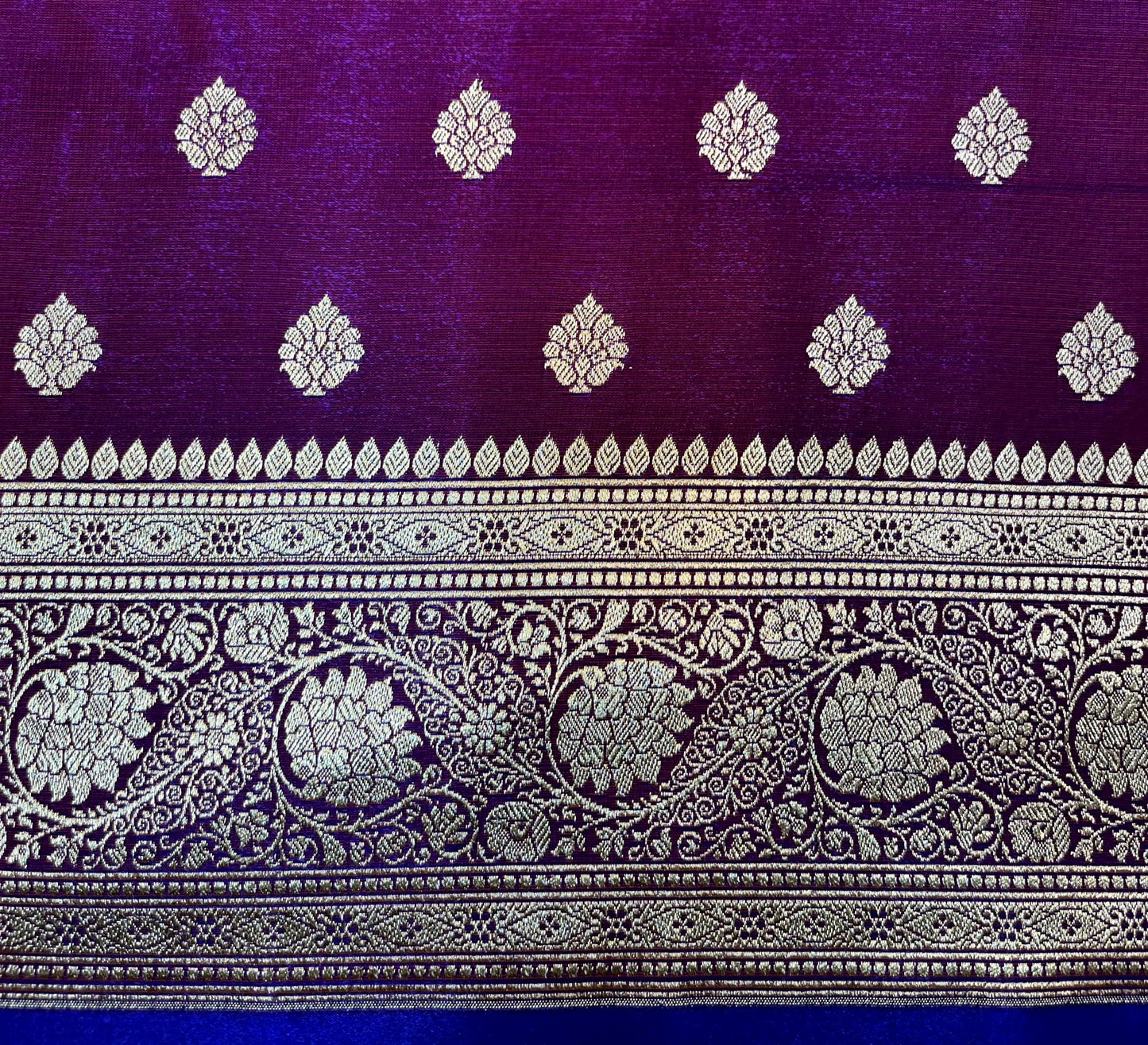 Dark Lavender Banaras Katan Silk Saree with Body Butti and Border Design b0442ds