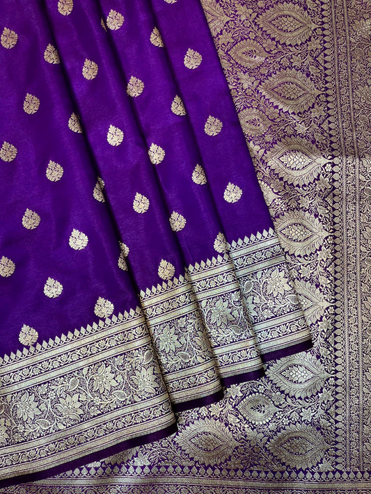Purple Banaras Katan Silk Saree with Body Butti and Border Design b0444ds