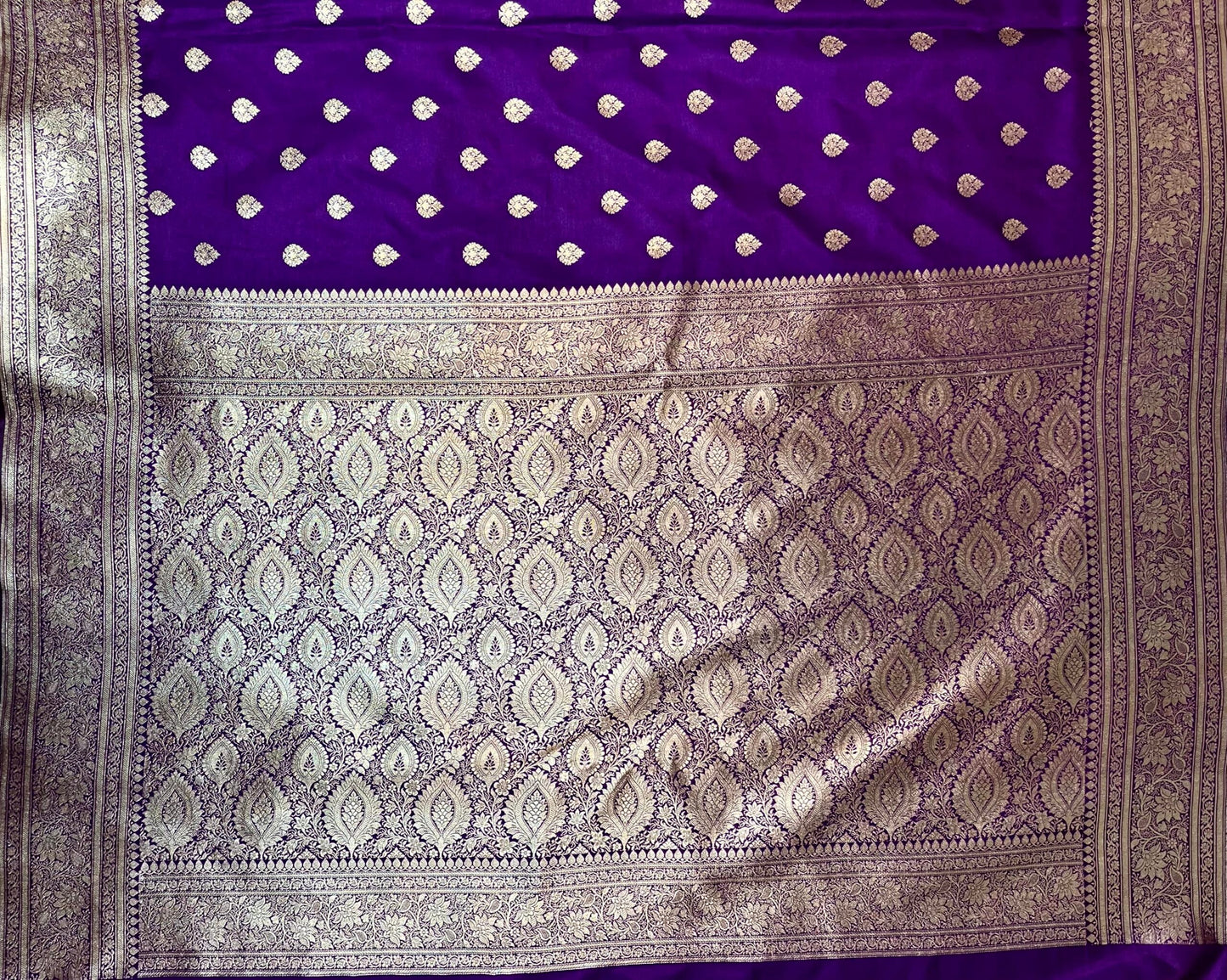 Purple Banaras Katan Silk Saree with Body Butti and Border Design b0444ds