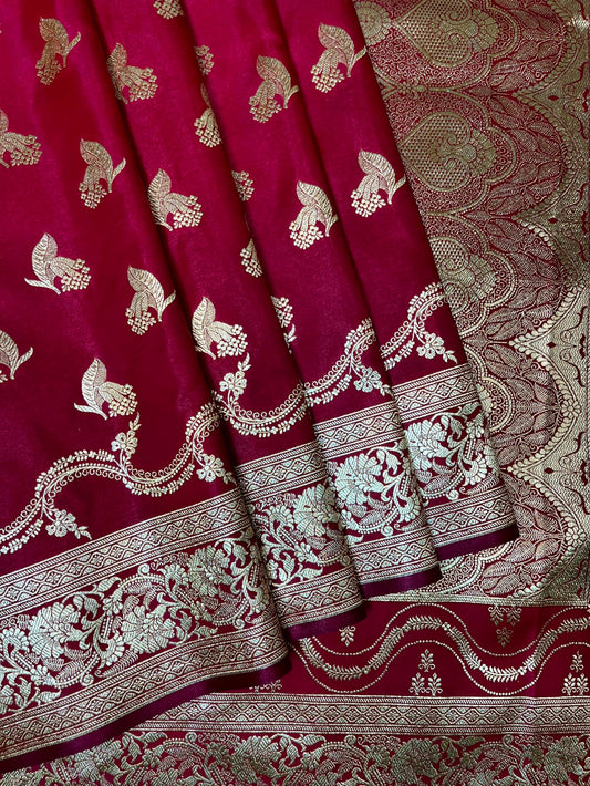 Red Banaras Katan Silk Saree with Body Butti and Border Design b0445ds