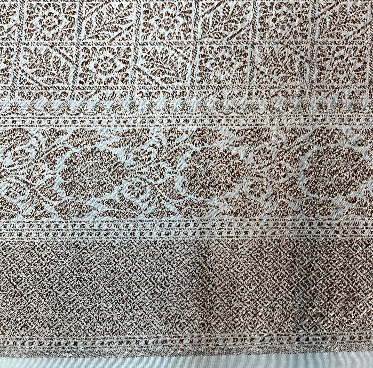Beige Banaras Katan Intricate Allover Brocade Saree with Border and Pallu Design b0464ds