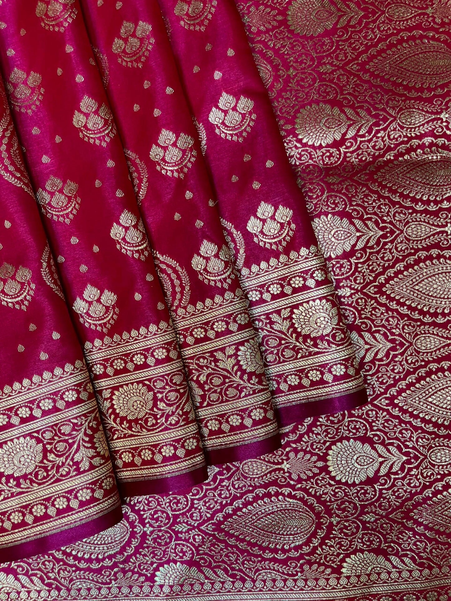 Magenta Banaras Katan Silk Saree with Body Butti Design b0477ds