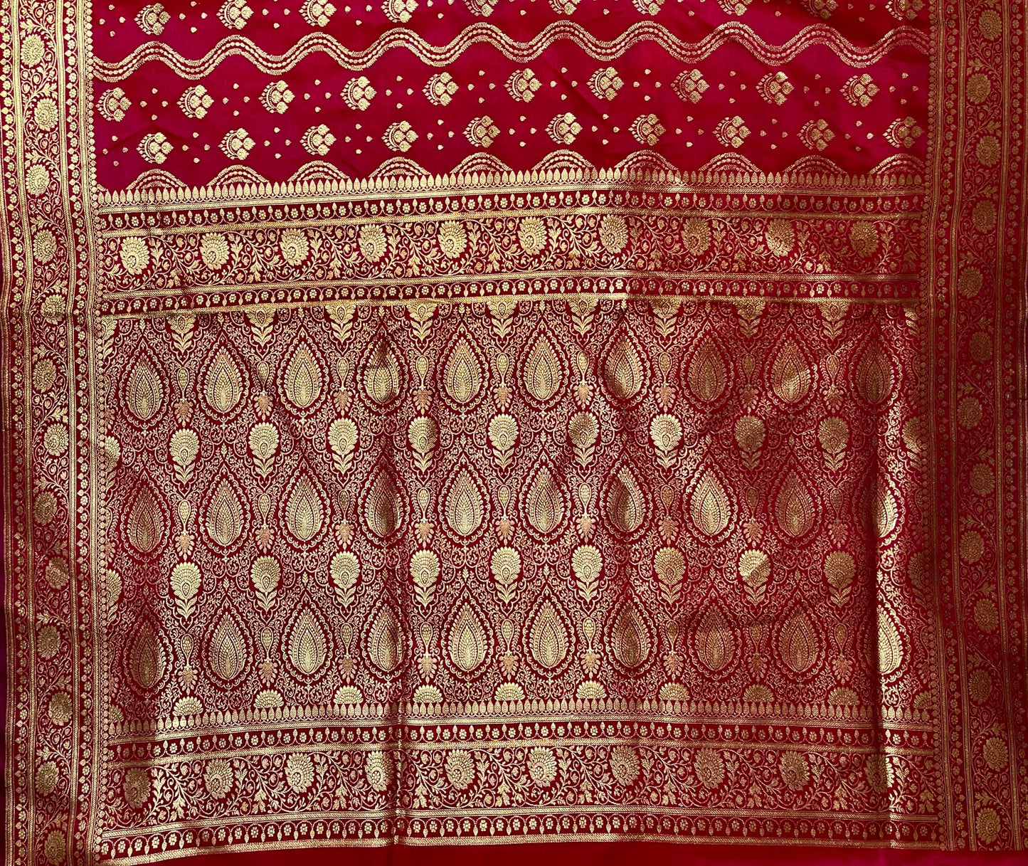 Magenta Banaras Katan Silk Saree with Body Butti Design b0477ds