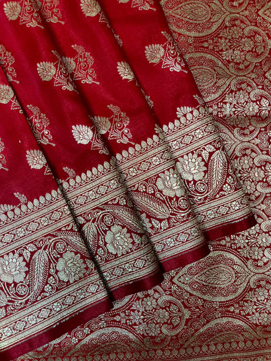 Red Banaras Katan Silk Saree with Body Butti Design b0479ds