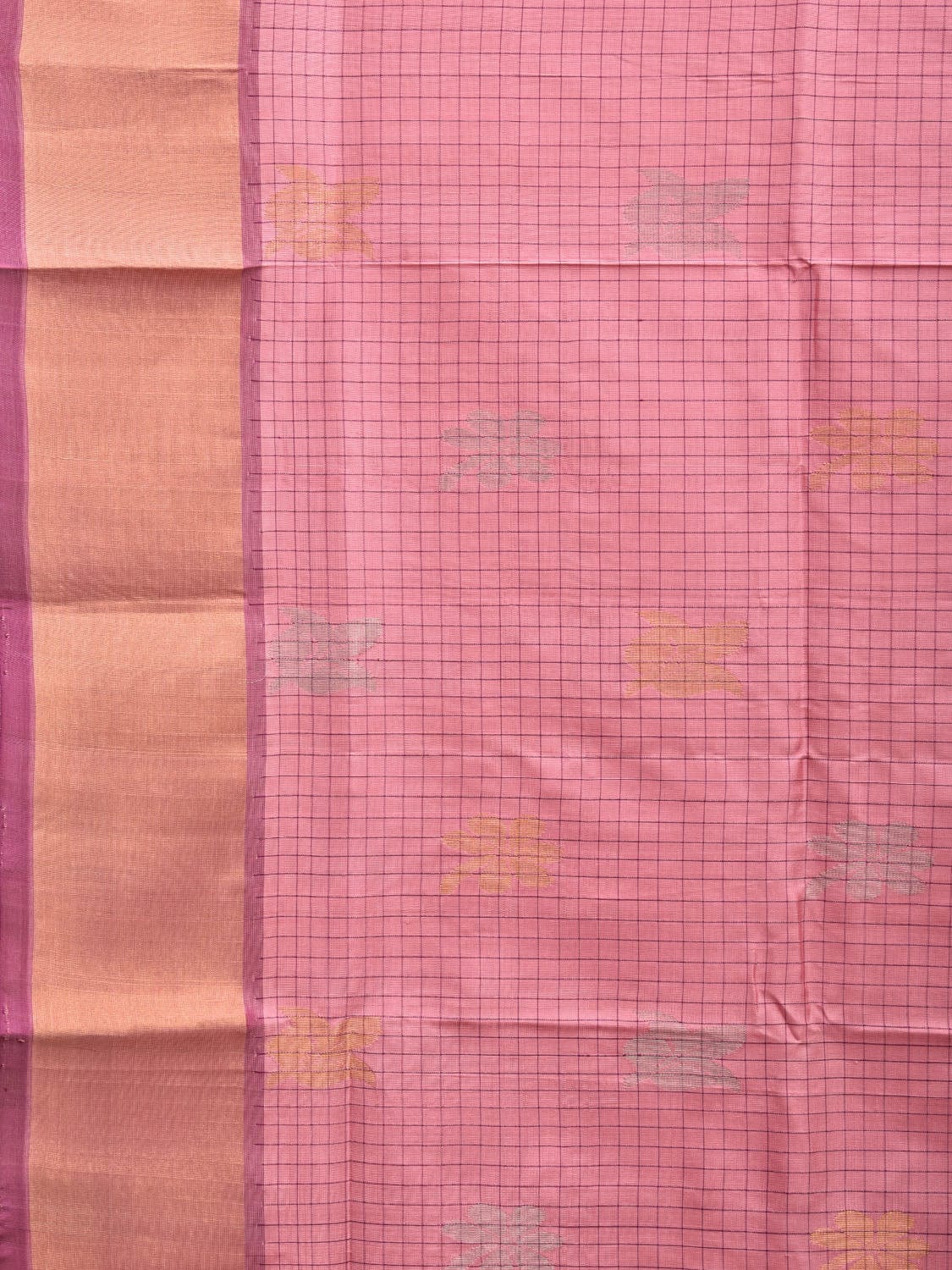 Baby Pink and Purple Uppada Plain Silk Handloom Saree with Buta and Contrast Pallu Design u2243