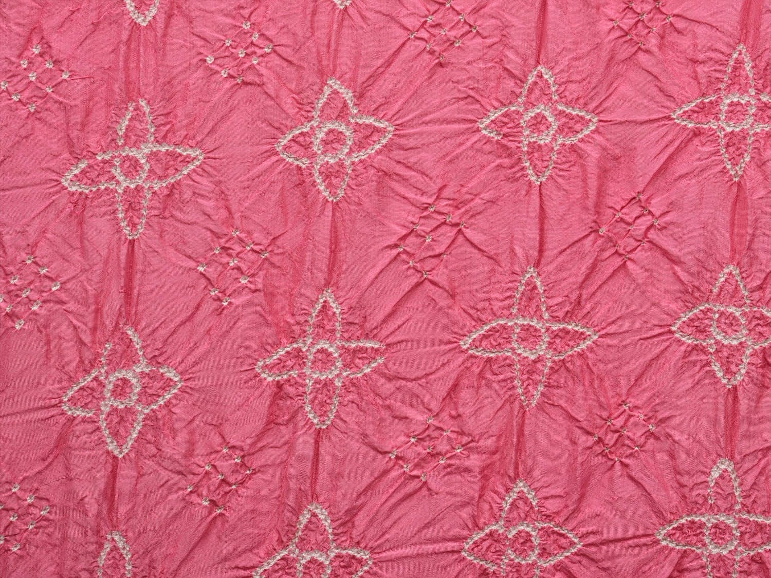Baby Pink and Red Bandhani Gadwal Silk Handloom Saree with Mango Pallu Design bn0451