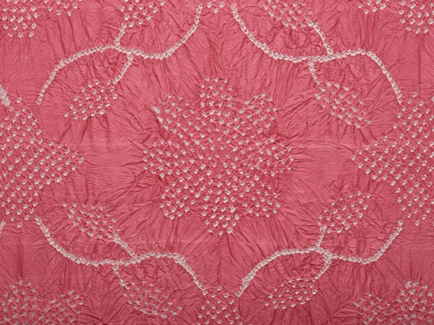 Baby Pink and Red Bandhani Kanchipuram Silk Handloom Dupatta with Floral Work Design ds2986