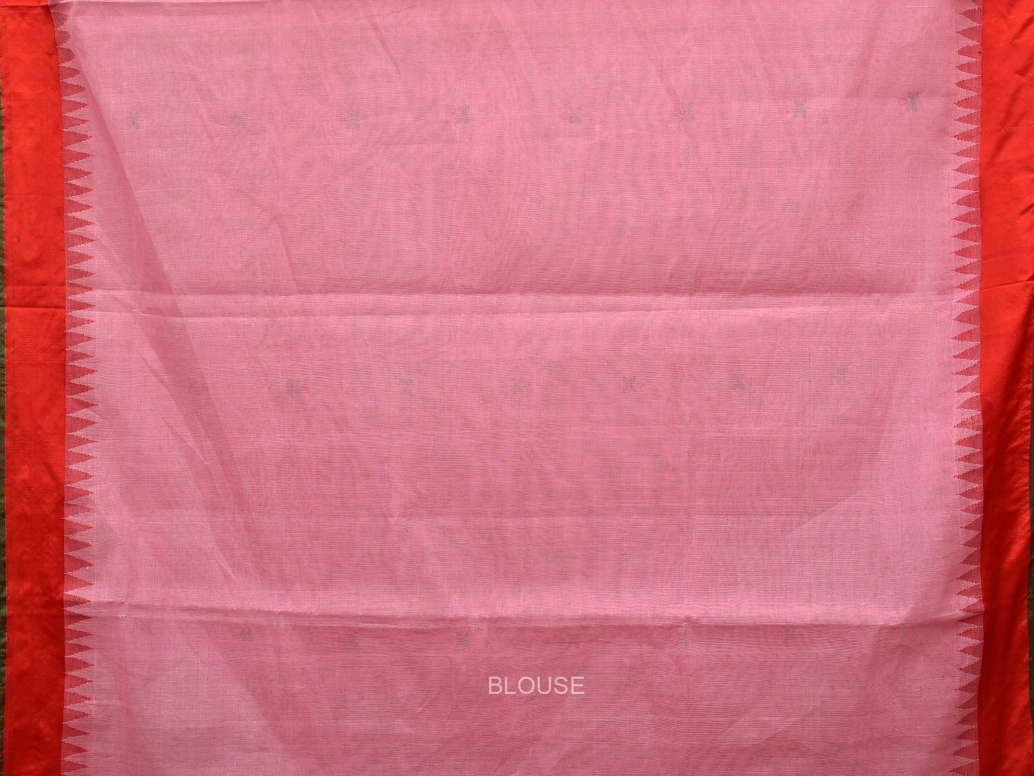 Baby Pink and Red Khadi Cotton Handloom Saree Saree with Jamdani Buta Design kh0606