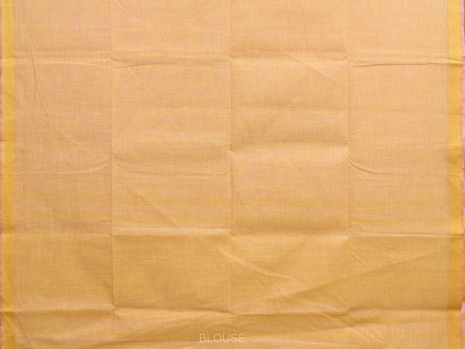 Baby Pink and Yellow Kanchipuram Cotton Handloom Plain Saree with Strips Pallu Design k0588