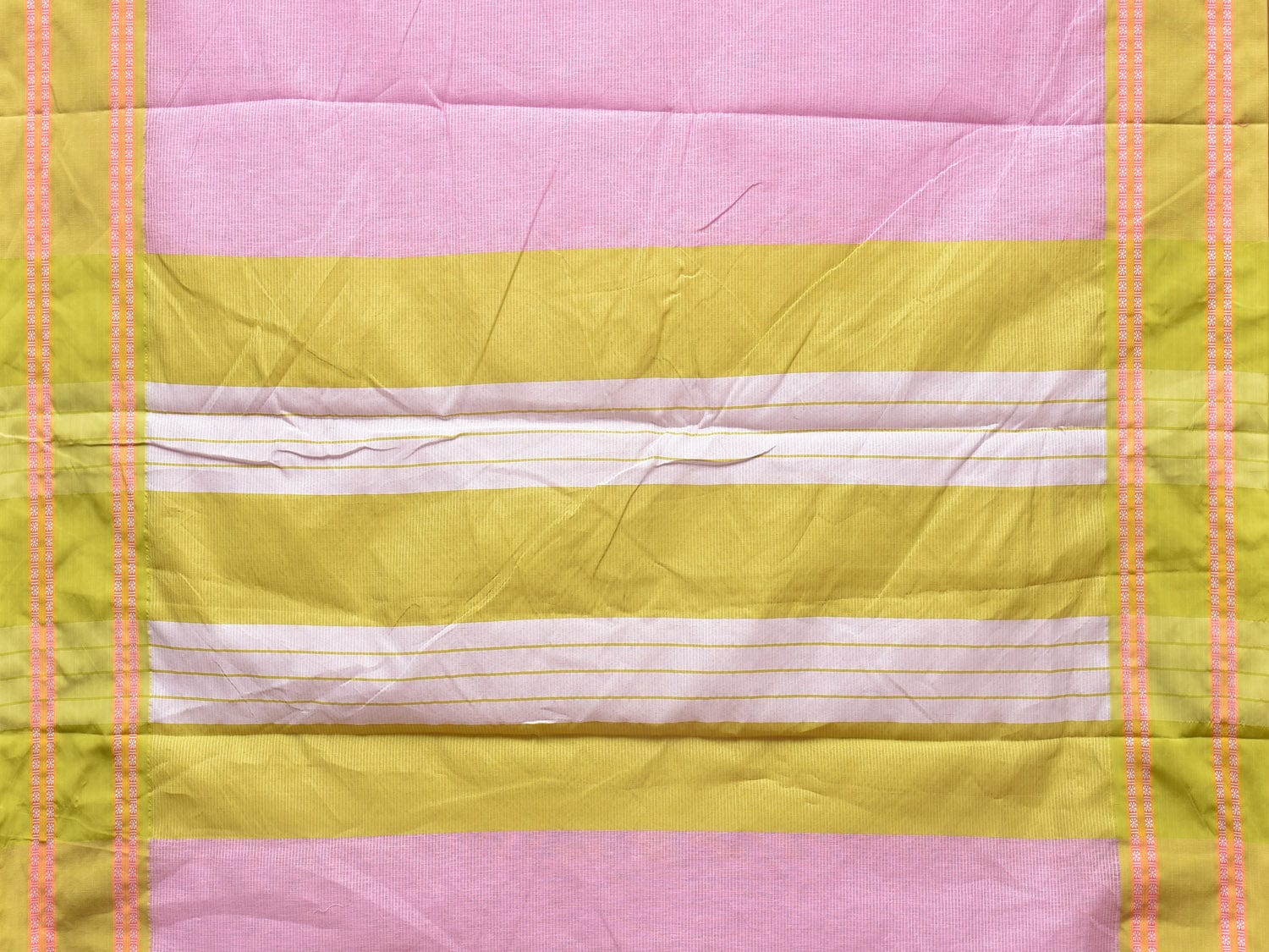Baby Pink Bamboo Cotton Plain Saree with Strips Design No Blouse bc0205