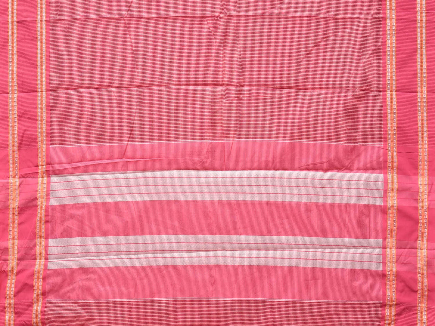 Baby Pink Bamboo Cotton Saree with Small Checks Design No Blouse bc0149