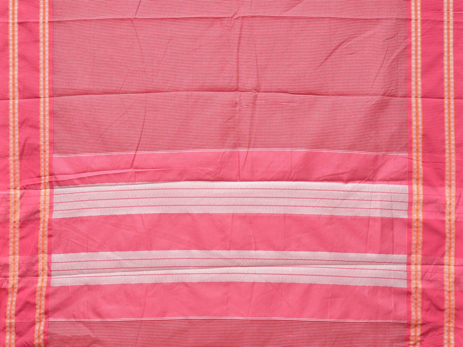 Baby Pink Bamboo Cotton Saree with Small Checks Design No Blouse bc0149