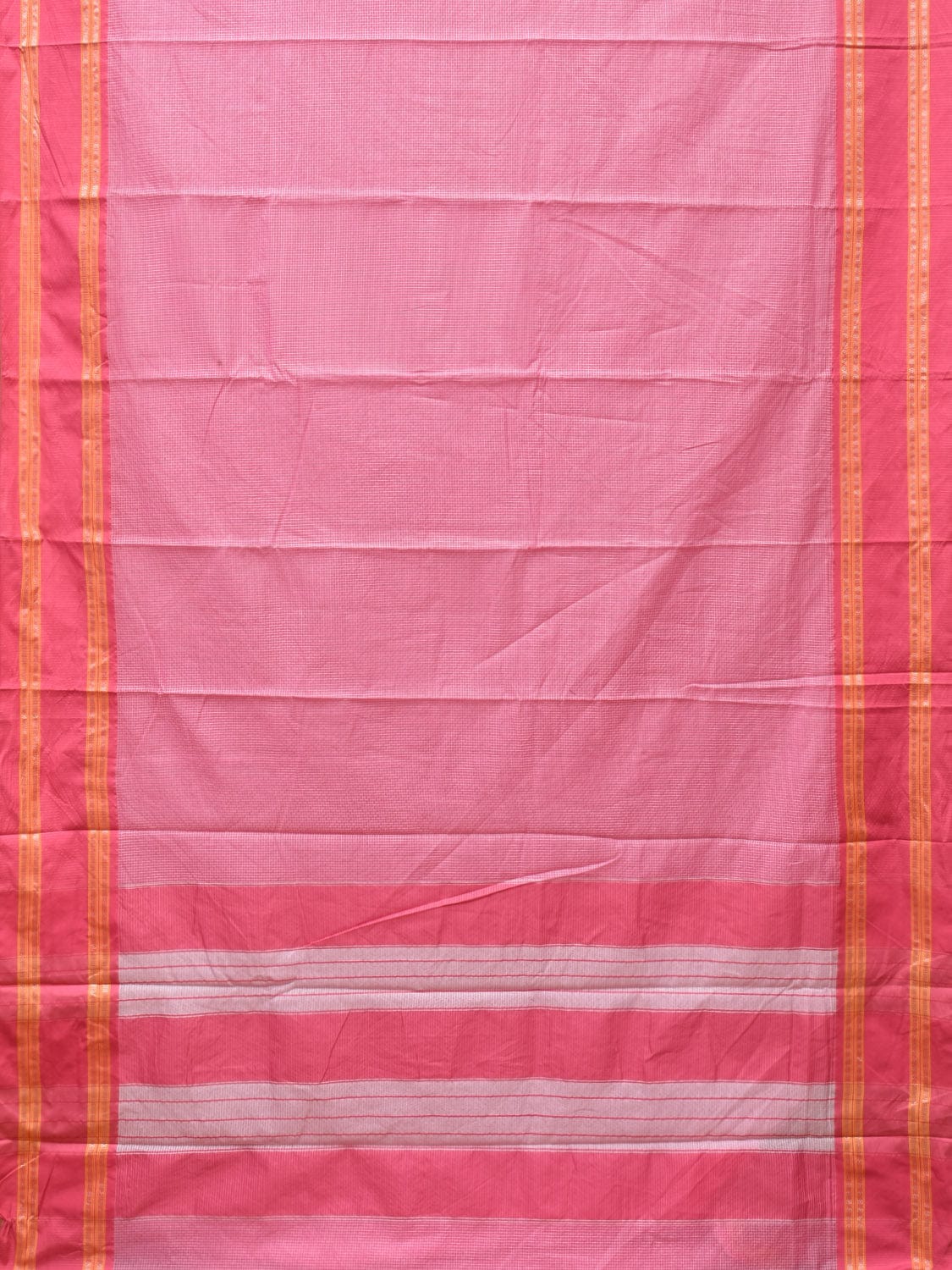 Baby Pink Bamboo Cotton Saree with Small Checks Design No Blouse bc0229