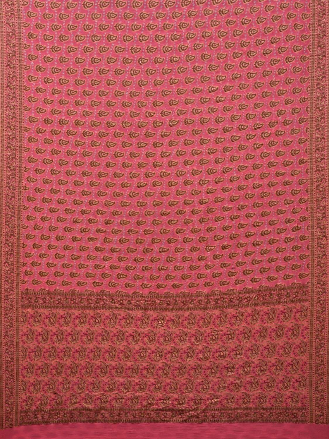 Baby Pink Bandhani Banaras Silk Handloom Saree with Body Buta and Mango Border Design bn0239