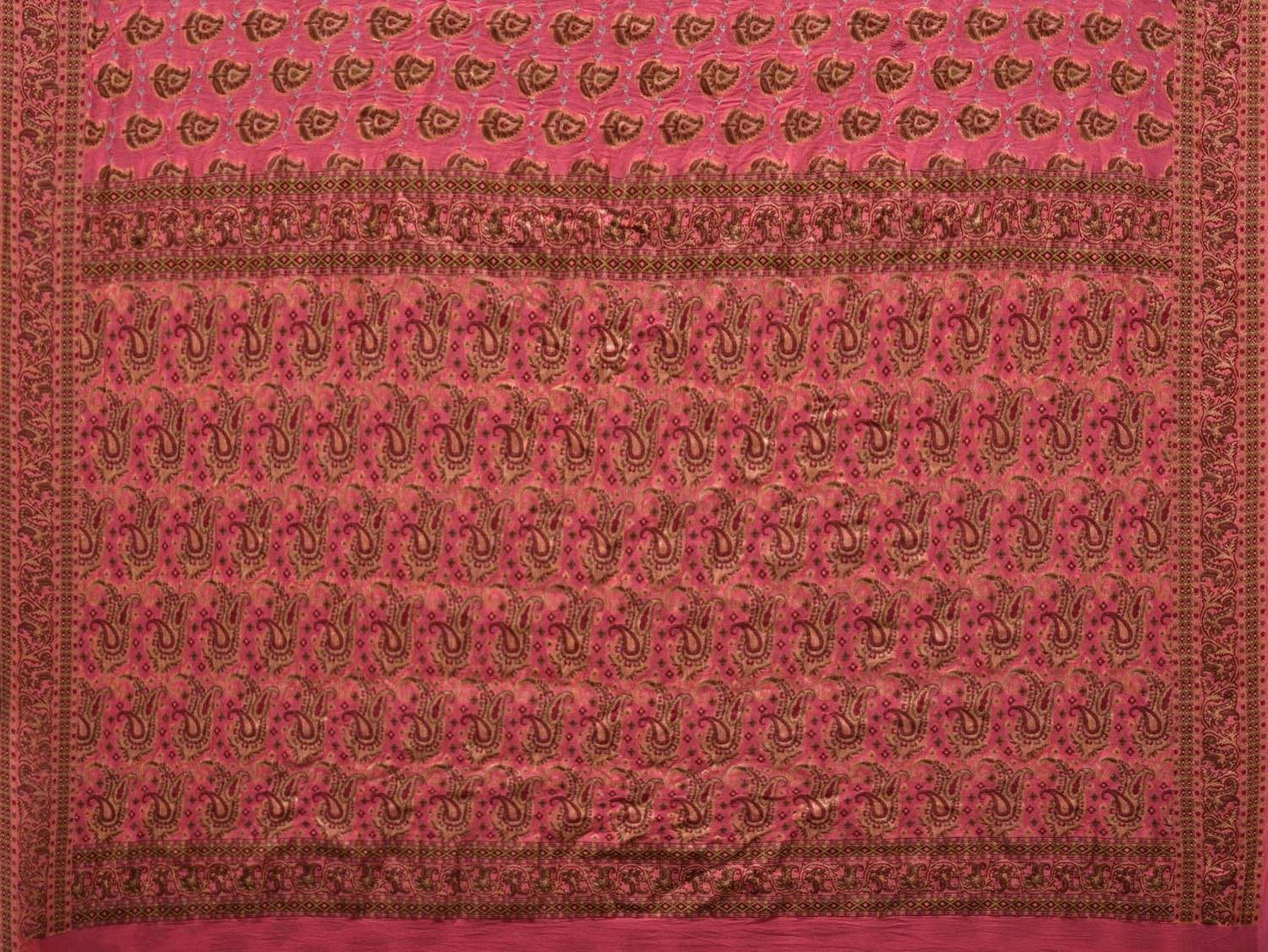 Baby Pink Bandhani Banaras Silk Handloom Saree with Body Buta and Mango Border Design bn0239
