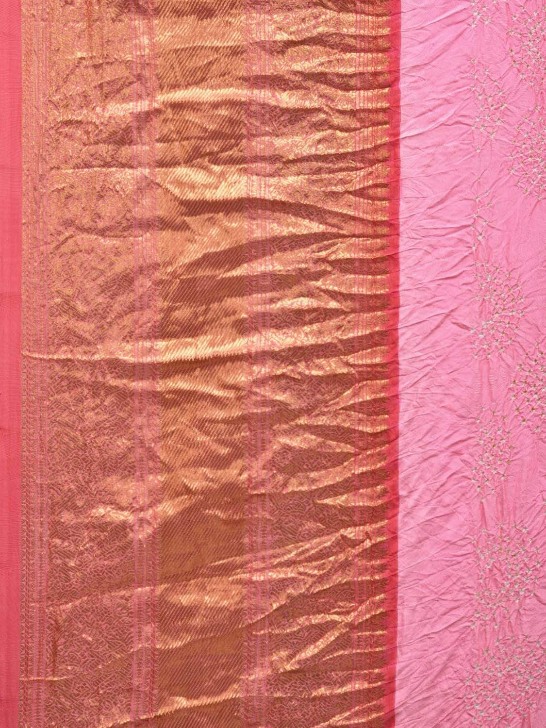 Baby Pink Bandhani Kanchipuram Silk Handloom Saree with Border Design bn0198