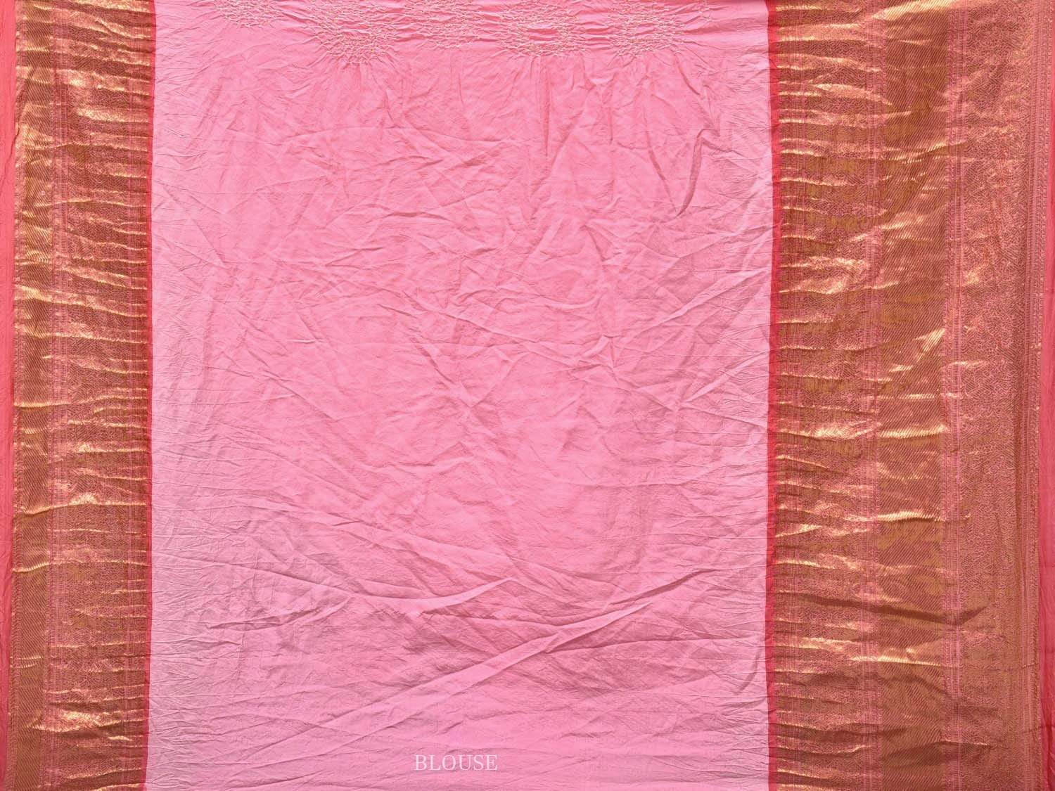 Baby Pink Bandhani Kanchipuram Silk Handloom Saree with Border Design bn0198