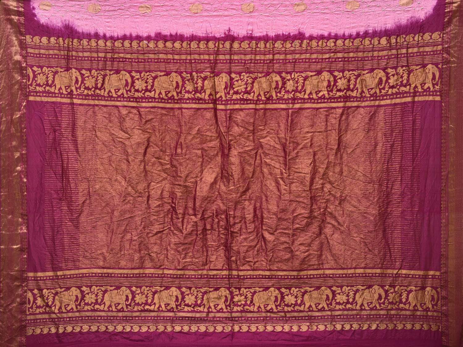 Baby Pink Bandhani Kanchipuram Silk Handloom Saree with Buta and Border Design bn0201