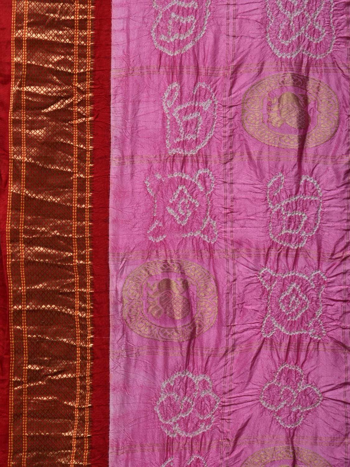 Baby Pink Bandhani Paithani Silk Handloom Saree with Pallu Design bn0271