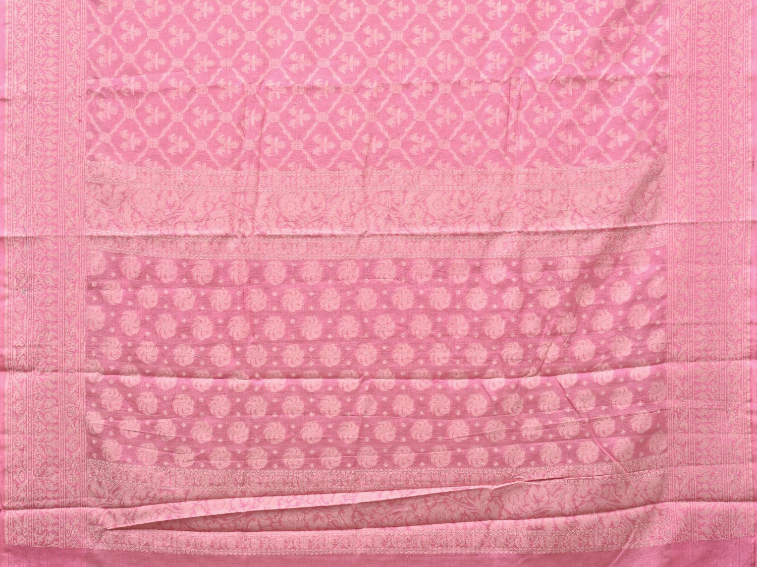 Baby Pink Cut Work Cotton Handloom Saree with All Over Jamdani Style Design o0388