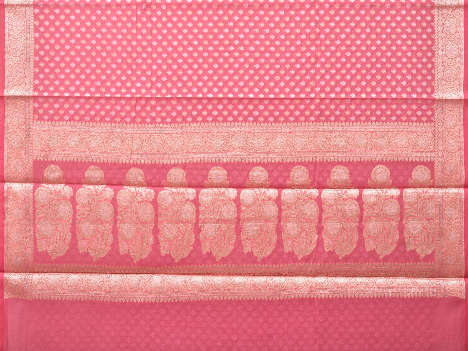 Baby Pink Cut Work Cotton Silk Saree with All Over Banaras Design o0393