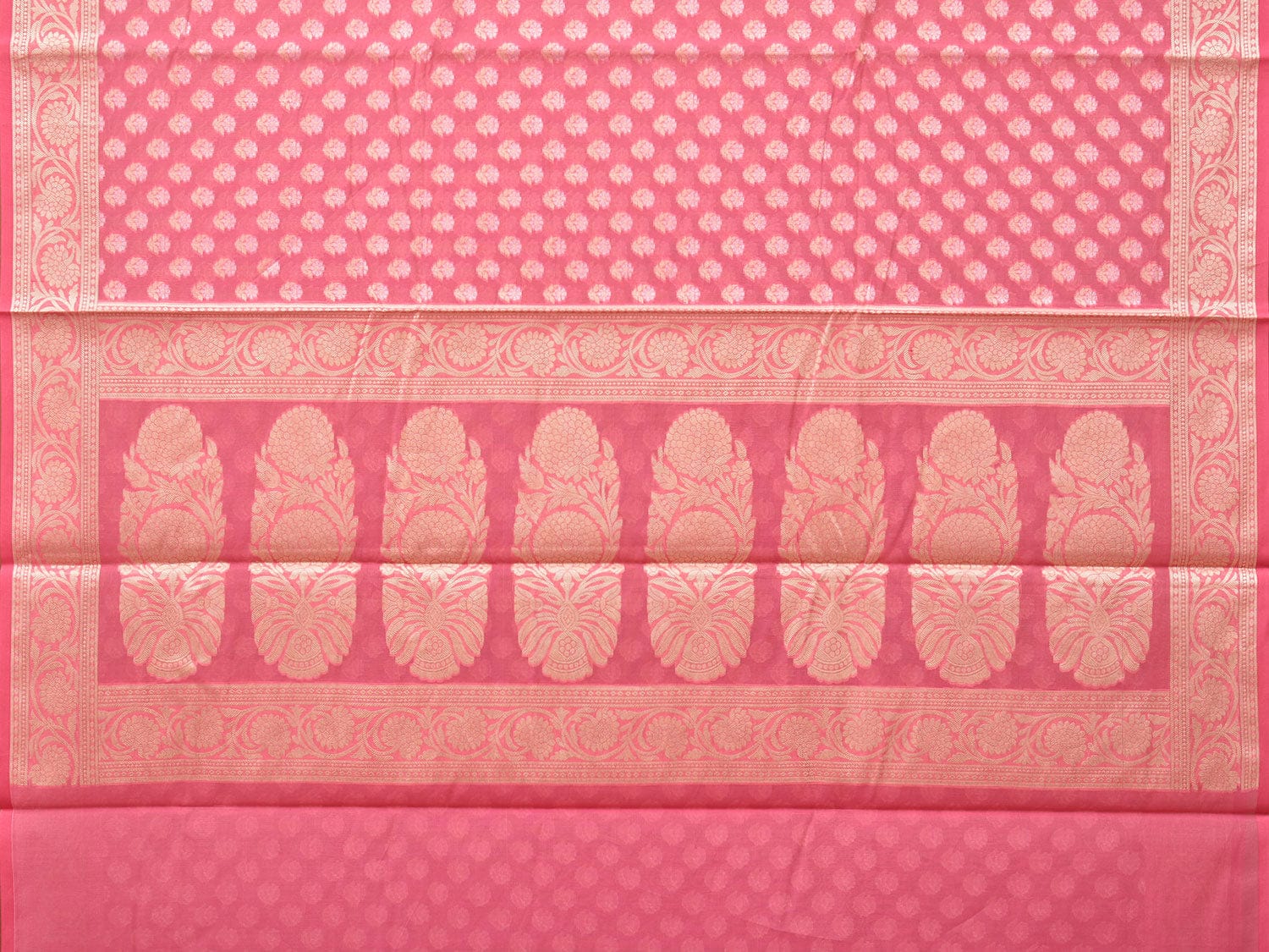 Baby Pink Cut Work Cotton Silk Saree with All Over Banaras Design o0396