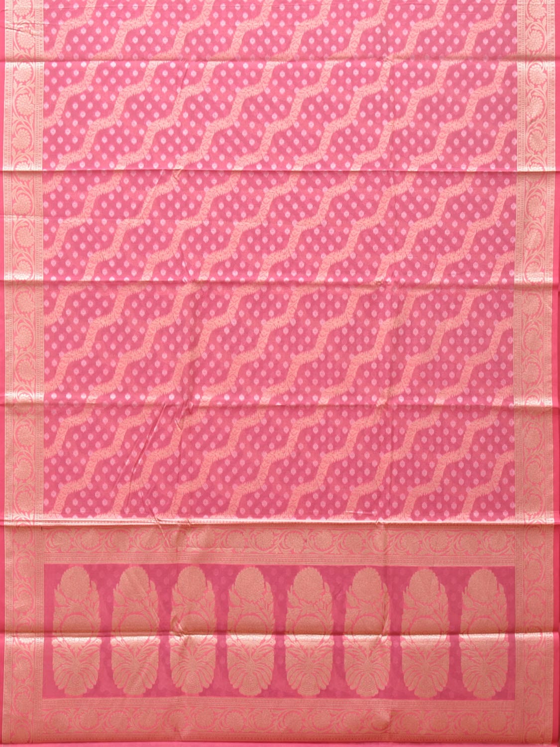 Baby Pink Cut Work Cotton Silk Saree with All Over Diagonal Banaras Design o0407