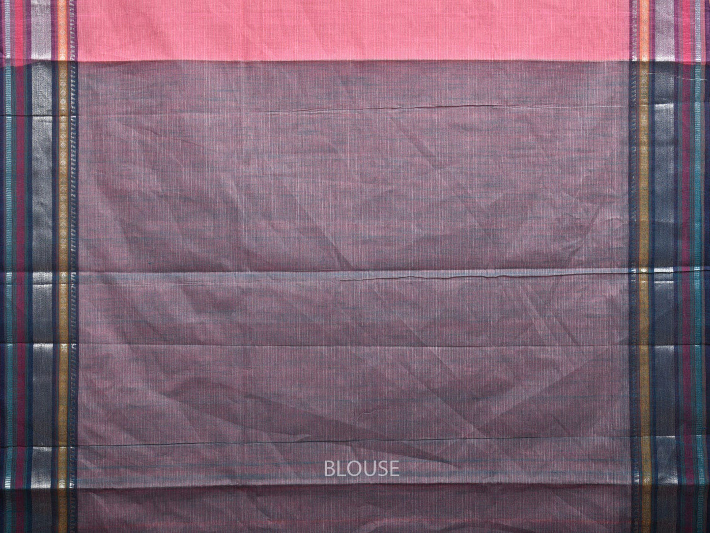 Baby Pink Kanchipuram Cotton Handloom Saree with Border and Strips Pallu Design k0540