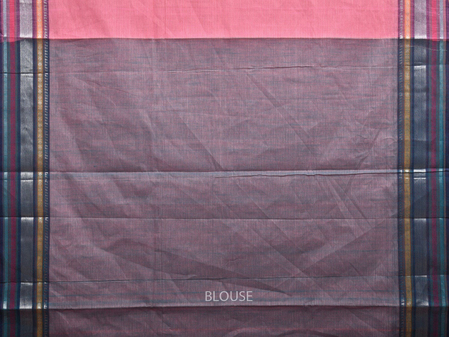 Baby Pink Kanchipuram Cotton Handloom Saree with Border and Strips Pallu Design k0540