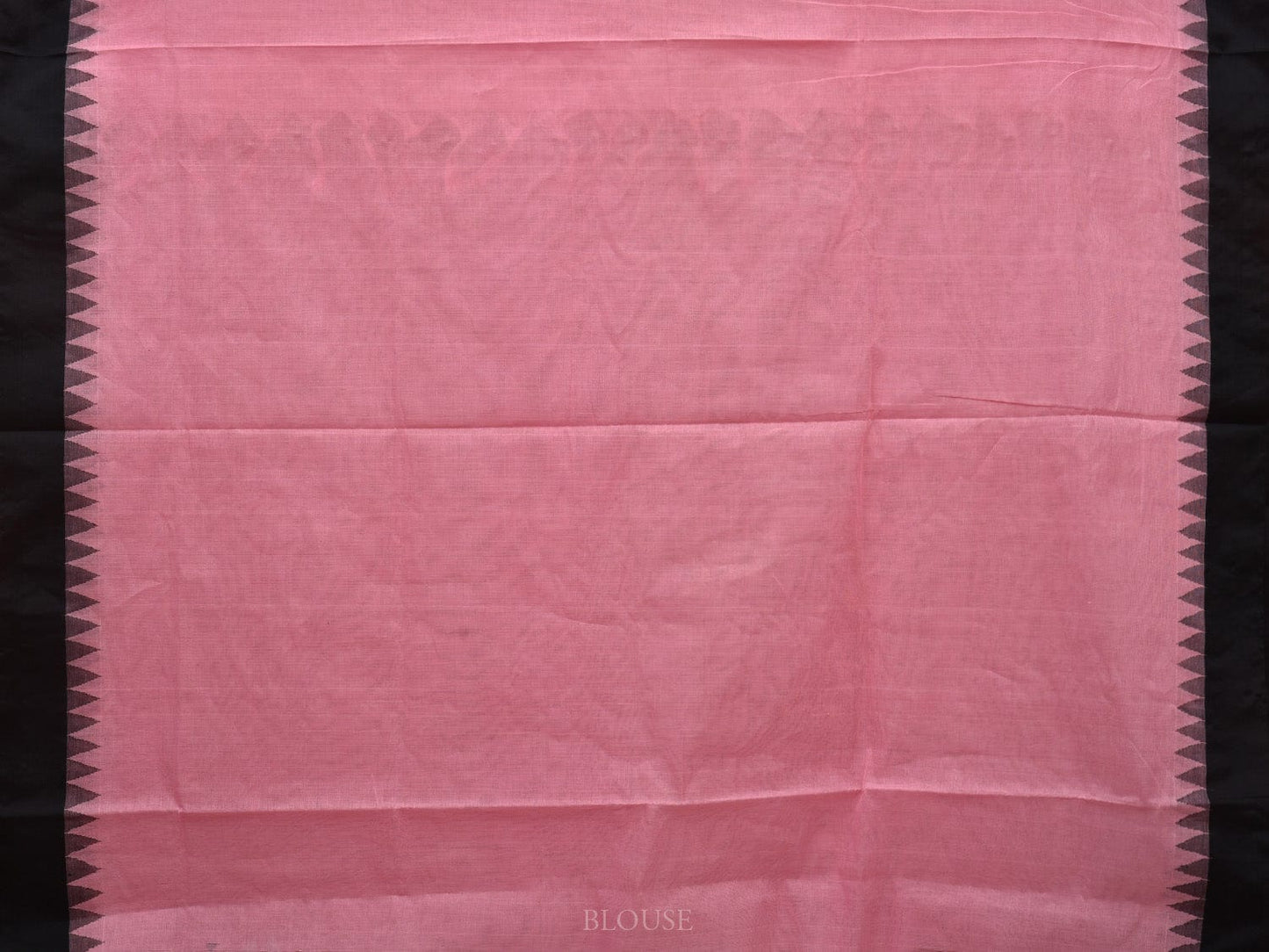 Baby Pink Khadi Cotton Handloom Plain Saree with Temple Border Design kh0561