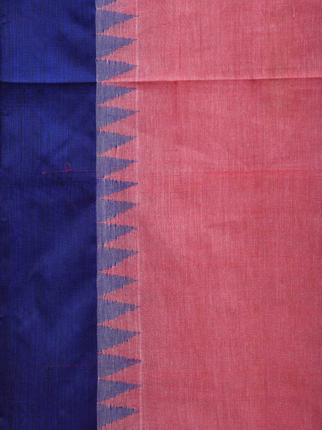 Baby Pink Khadi Cotton Handloom Plain Saree with Temple Border Design kh0572