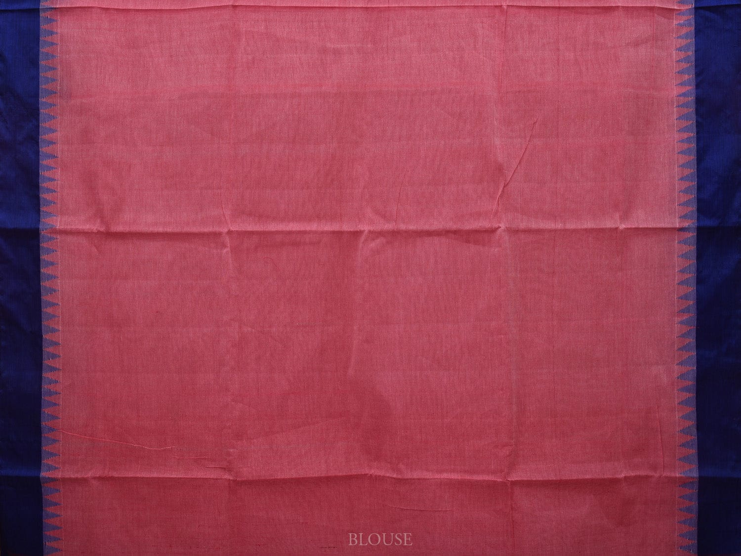 Baby Pink Khadi Cotton Handloom Plain Saree with Temple Border Design kh0572