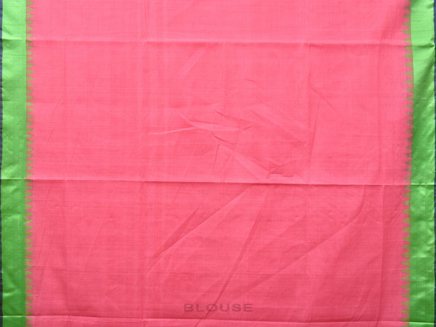 Baby Pink Khadi Cotton Handloom Plain Saree with Temple Border Design kh0626