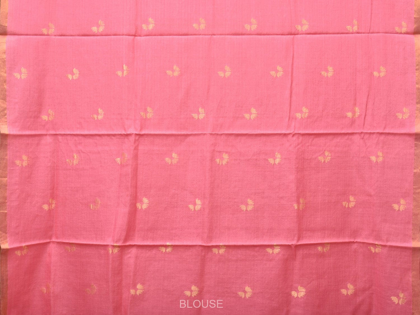 Baby Pink Khadi Cotton Handloom Saree with Buta and One Side Border Design kh0647