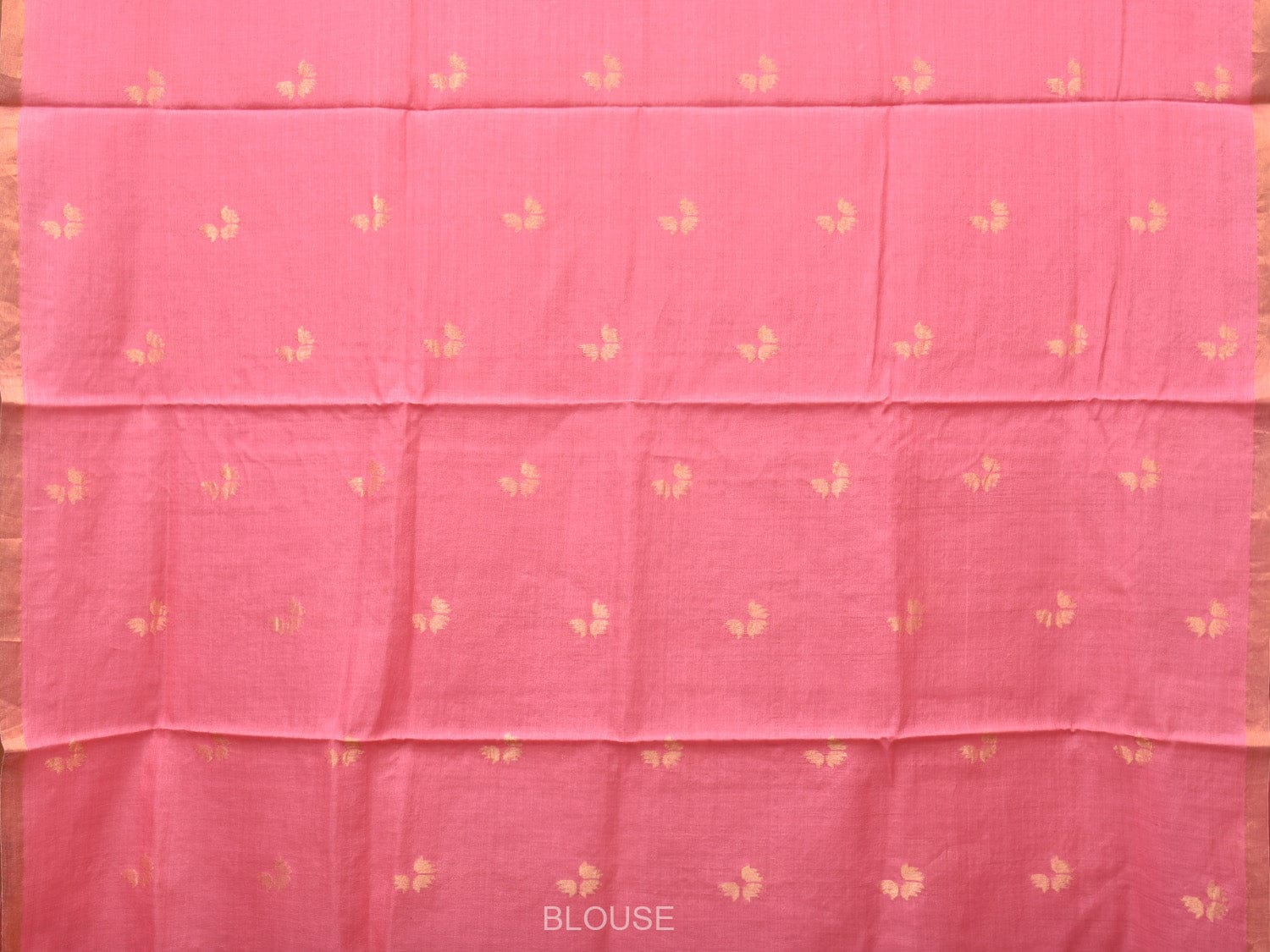 Baby Pink Khadi Cotton Handloom Saree with Buta and One Side Border Design kh0647