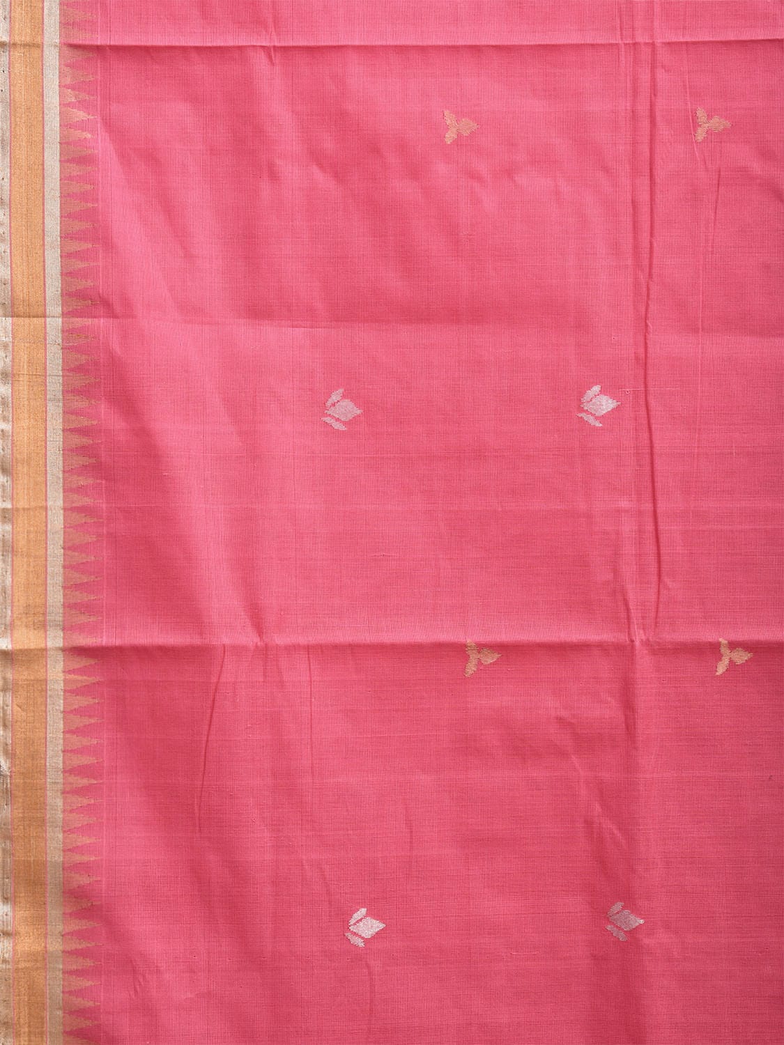Baby Pink Khadi Cotton Handloom Saree with Floral Pallu Design kh0696